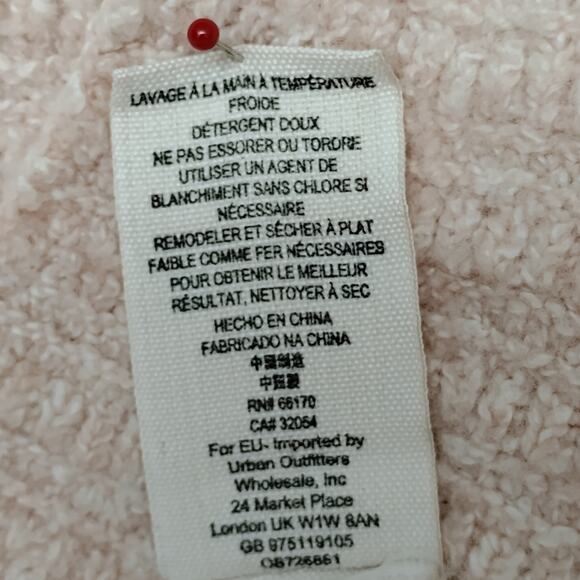 Anthro Free People Heart It Lace Sweater Size Small Knit Pink Long Sleeve V Neck - Picture 10 of 11